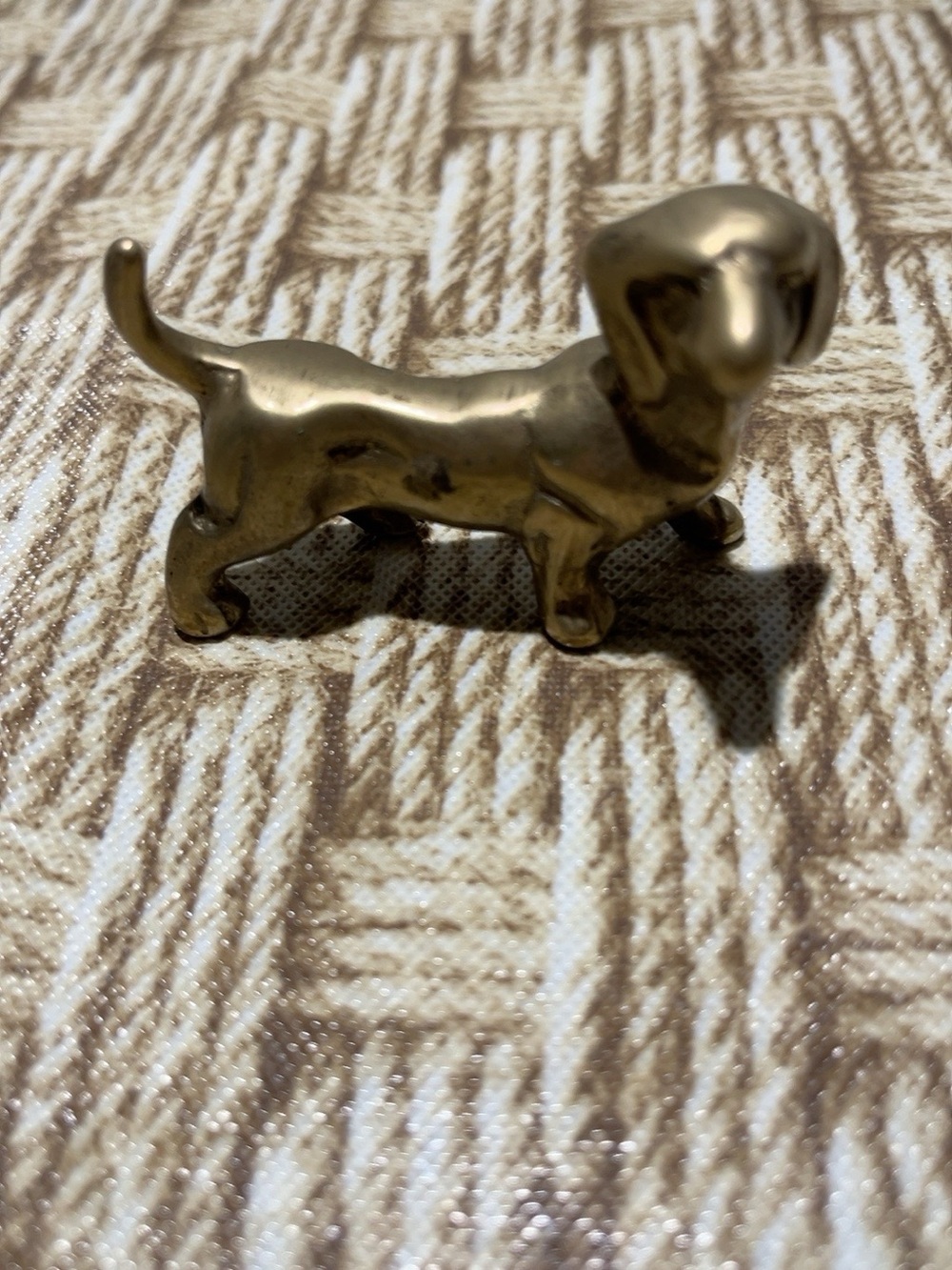Vintage Brass Dachshund Dog Miniature Figurine 2” Long Doxie Collectible